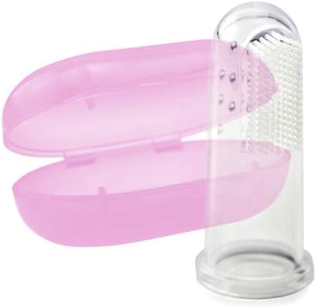 BEEBABY Silicon Finger Tooth Brush with Storage Case, Baby Soft Tooth Brush for Massaging, Cleaning Baby Teeth Gums: 3 Months (Pink)