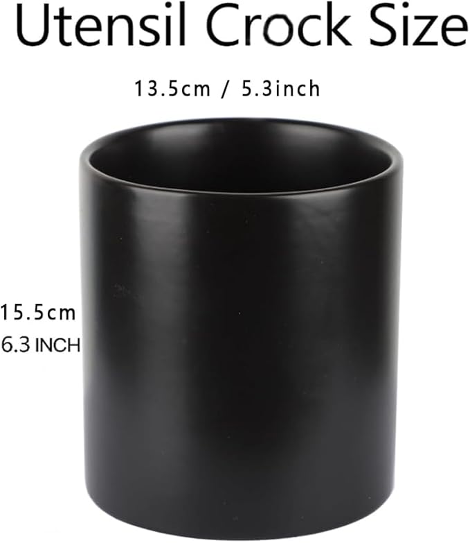 Extra-Large Ceramic Toothbrush and Toothpaste Cup, Bathroom Storage Cup, Black Toothbrush Cup Holder, Sturdy and Durable. （H6.3'' *W 5.3''）