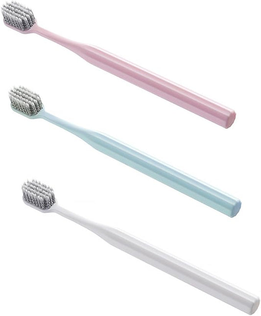 SECFOU Soft-Bristle Toothbrush 3Pcs Set Spiral Microfiber Bristles Adults Teeth Cleaning Portable Oral Care for Travel and Daily Use