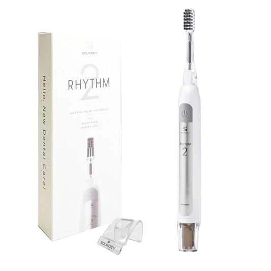 Soladey SoladeyRhythm2, Ionic Power Electric Toothbrush, Solar Panels and TiO2 Semiconductor (Snow White), Ready to use Ionic Toothbrush