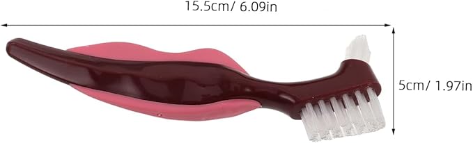 OUNONA Dual Head Denture Toothbrush for False Teeth Hard Bristle Oral Appliance Cleaner with Non-Slip Comfortable Grip 2-Pack Travel-Friendly Dentures Cleaning Brush for Seniors