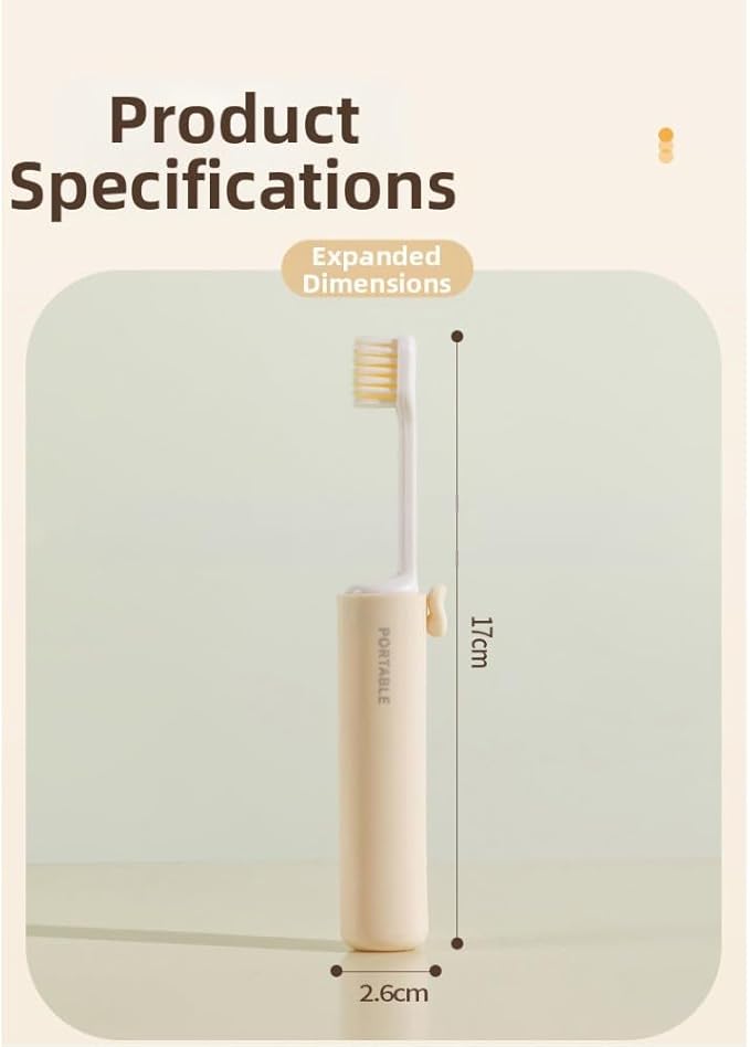 Portable 2-in-1 Travel Toothbrush Set with Compact PP Case and Soft Bristles for Gentle Cleaning, Integrated Toothpaste Storage Holder for On-the-Go Dental Care(White)
