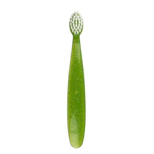 RADIUS Totz Toothbrush Extra Soft Brush BPA Free & ADA Accepted Designed for Delicate Teeth & Gums for Children 18 Months & Up - Green Sparkle - Pack of 1