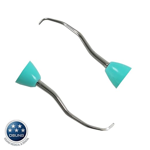 Osung 2CGR1-2 Gracey Dental Curette, Dental Curette Handle, Standard Curette, Autoclavable Silicone Instrument Handle, GR 11-12, Euro Style