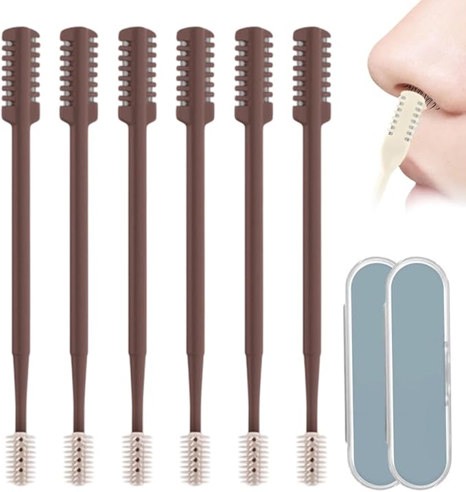 Nasal Hair Cutter, 2026 Upgraded Double Sided Portable Nose Hair Trimmer for Women Men, Travel Essentials Washable Nose Hair Remover Grooming Tool (Coffee, 6 Pcs)