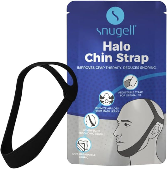 Snugell Premium Chin Strap for CPAP Users – Adjustable and Comfortable Halo Design Chin Straps for Sleeping – to Keep Mouth Closed During Sleep – Improves CPAP Therapy – Anti Snoring Straps