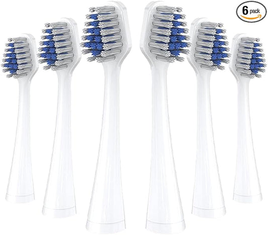 Replacement Toothbrush Heads Compatible with Waterpik Complete Care 5.0/9.0 (CC-01/WP-861), STRB-8WW,(6 Count, White)