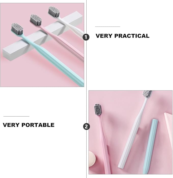3pcs Soft-Bristle Toothbrushes for Adults Ultra-fine Bristles for Sensitive Gums Ergonomic Handle Eco-Friendly Manual Teeth Cleaning Brushes