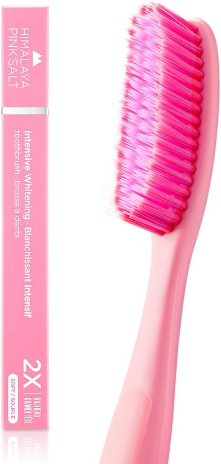 HIMALAYA PINKSALT Intensive Clean Toothbrush - Extra-Large Toothbrushes for Adults, Plaque Remover for Teeth, Tapered Bristles Gentle on Teeth and Gum, Deep Clean Toothbrush