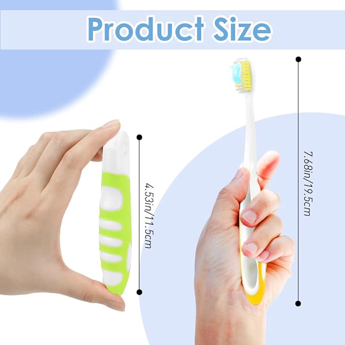 Travel Toothbrush, 4PCS Portable Travel Toothbrush Set,Mini Tooth Brush Built in Cover Soft Travels Size Folding Toothbrushs Individually Wrapped ToothBrushes for Adults Kids Hiking Camping Traveling