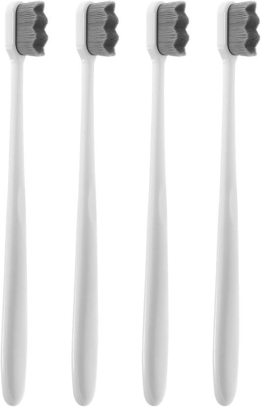 Soft Toothbrushes for Adults 4pcs, Extra Soft Bristles with Black Curved Design, Lightweight Manual Toothbrushes for Travel and Daily Oral Care