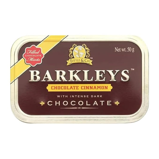 Barkleys Gourmet Chocolate&Cinnamon Breath Mints- Strong Chocolate Cinnamon Flavor for Party-After Dinner-Wedding-Every Day Use-Vegan Mints In Reusable Classic Travel Tins,1 Pack - 50 Count Each