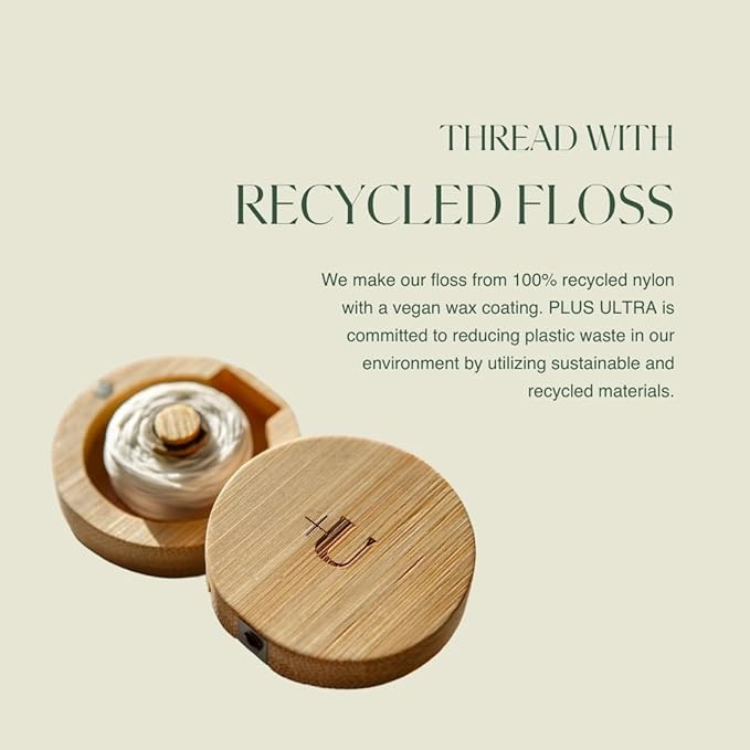 Plus Ultra Coconut Nylon Dental Floss with Reusable Bamboo Case | Made with Recycled Nylon and Vegan Wax | Zero Plastic | 32 Yards (Pack of 1)