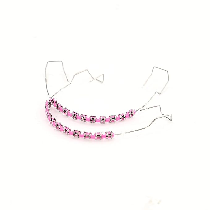 4 Pair of Temporary Tooth Decoration, Teeth Retainer Practical Brackets para Dientes Sturdy Retenedores de Dientes Ortodoncia Props for Dental Students to Practice (Pink)