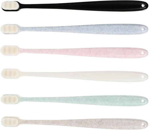 6pcs Adult Soft Bristle Toothbrushes Small Head Ergonomic Anti-Slip Handle Deep Cleaning for Sensitive Gums Green Blue Pink Beige Black White