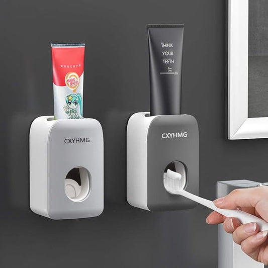 Automatic Toothpaste Dispenser for Kids, Toothpaste Squeezer for Kids & Family Shower Decor, is Wall Mounted Bathroom Accessories Organizer. (Grey+Black, TD27)