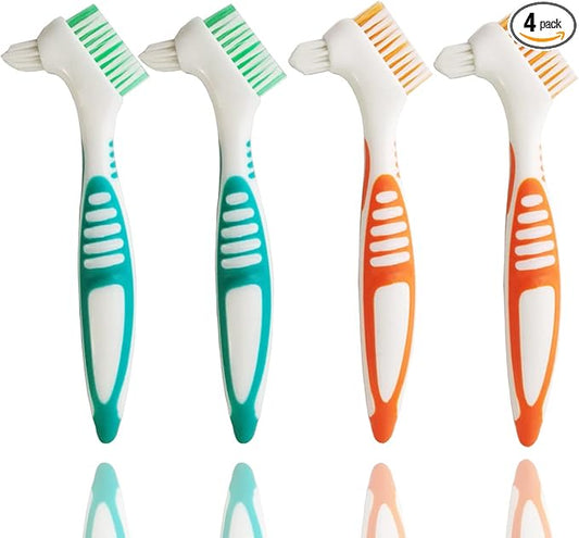GXXMEI 4PCS Denture Brush Toothbrush Denture Toothbrush Brush Cleaning Brush for False Teeth Cleaning