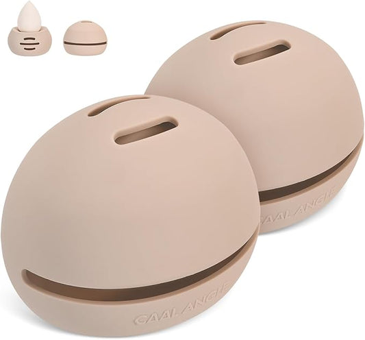 2Pcs Makeup Sponge Holder Silicone Beauty Sponge Holder Makeup Blender Case for Travel 2 in 1 Stand Storage For Quick Drying Khaki+Khaki