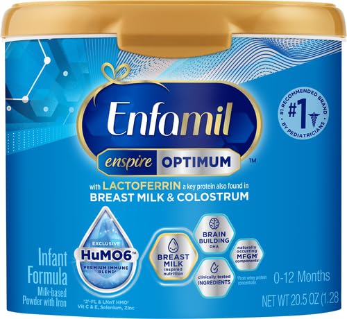Enfamil Optimum (Enspire), Our Closest Formula to Breast Milk, Immune-Supporting Lactoferrin and Brain-Supporting DHA Baby Formula, Powder 20.5 Oz Tub, Pack of 2