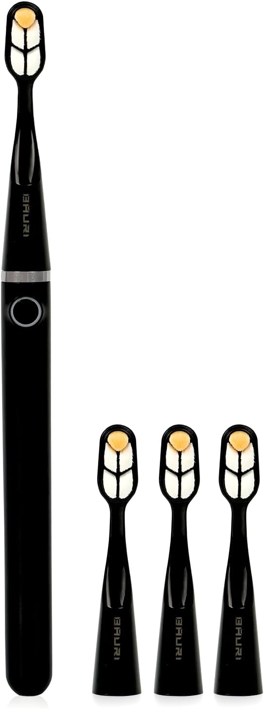 Bauri Electric Toothbrush, Rechargeable Sonic Electric Toothbrush with 3 Brush Heads,Super Slim Toothbrush, IPX7,3 Modes,Toothbrush (Black)