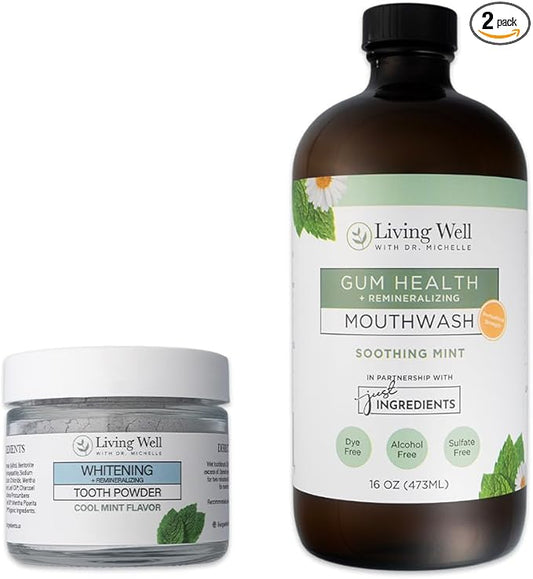 Whitening & Remineralizing + Gum Health Bundle | Hydroxyapatite Tooth Powder & Gum Health Mouthwash