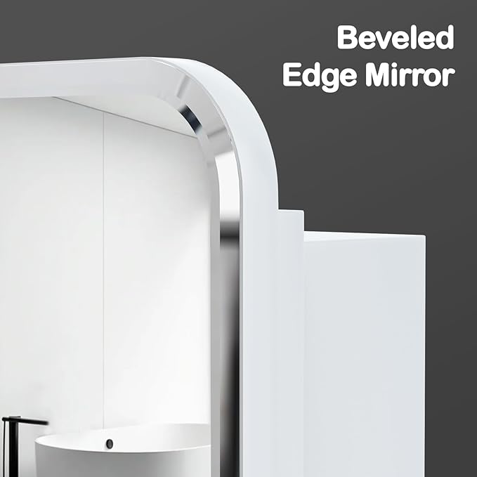 Rectangle Medicine Cabinet with Beveled Edge Mirror, No-Assembly Bathroom Wall Cabinet with Mirror, Adjustable Shelves, Tissue Slot, Recessed or Surface Mount (30" H x 20" W)