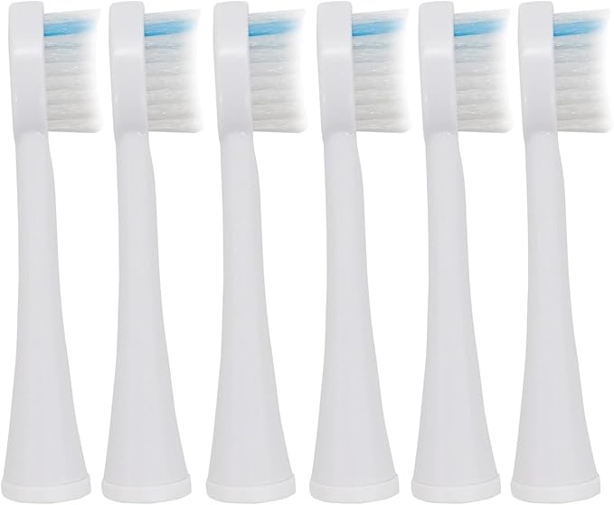 Toothbrush Heads Replacement for Waterpik SF-02W, SF-03W, SF-01W Sonic Fushion 2.0 Model, Brush Head with Cover 6 PCS, White