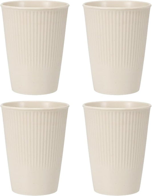 uxcell 4 Pcs Simple Toothbrush Cup, 3.3 x 3.3 x 4.2 Dishwasher Safe Bathroom Tumbler Reusable Plastic Cup Set for Storing Toothpaste Combs, Beige