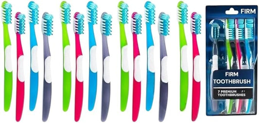Extra Firm Adult Toothbrush, Bulk 7 Count (Pack of 2) Total 14 Toothbrushes, Colors May Vary Premium Quality