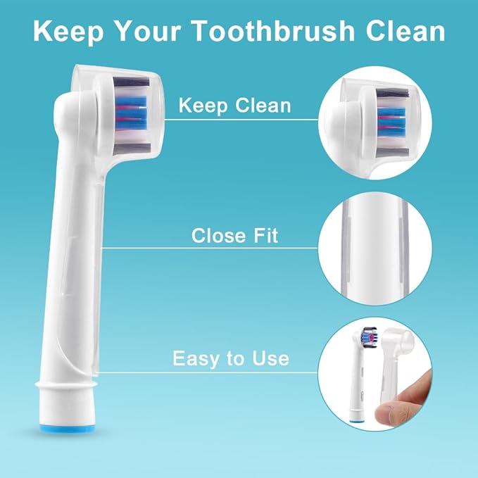 HSYTEK 6 Pack Toothbrush Cover Caps Compatible with Oral B Braun Replacement Heads, Fits for Cross Action Brush Heads and Pro 1000 Electric Toothbrushes, Convenient for Travel and More Sanitary