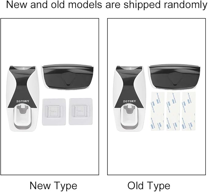 Wall Mounted Toothbrush Toothpaste Holder, ABS Automatic Toothpaste Squeezer Dispenser for Home, Hotel Washroom Bathroom(Black)