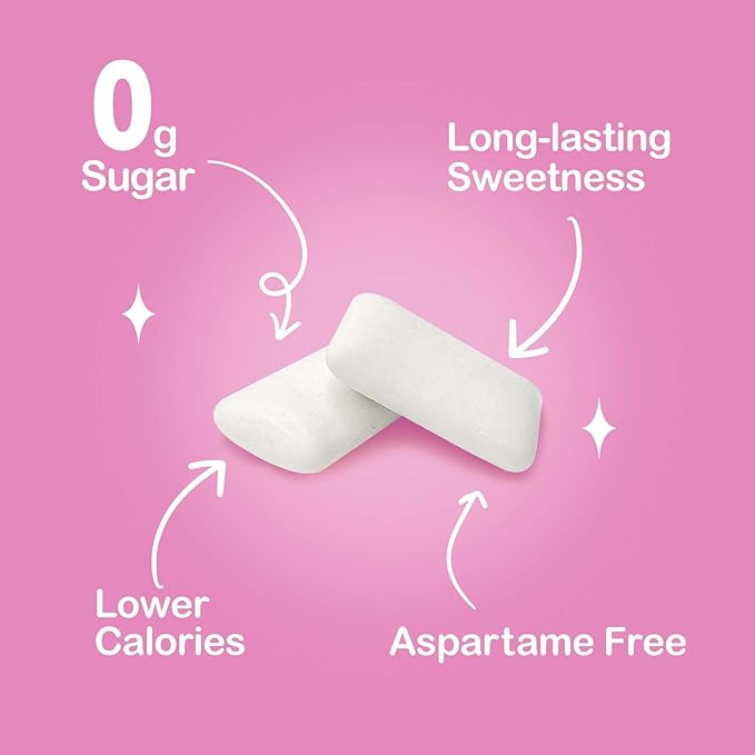 DC24 DAILY CARE Xylitol Chewing Gum with Erythritol, Aspartame Free & Sugar Free Gum for Dry Mouth, Low-Calorie, Sugarless, Watermelon, 60-Piece Pack, 4 Packs