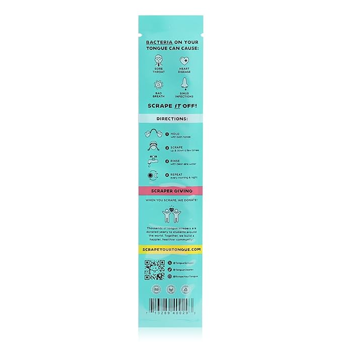 ScrapeYourTongue - #1 Daily Tongue Scraper for Oral Health. 100% Recyclable, Reusable, and Gag Proof Tongue Cleaner (4 Count (Pack of 1))