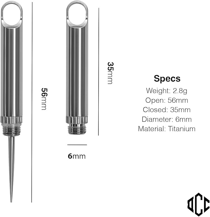 DAILYCARRYCO. TiPick Titanium Toothpick Holder - Portable Metal Travel Toothpick - Reusable EDC Micro Toothpick - Compact & Convenient, On-the-Go - Polished Titanium Construction