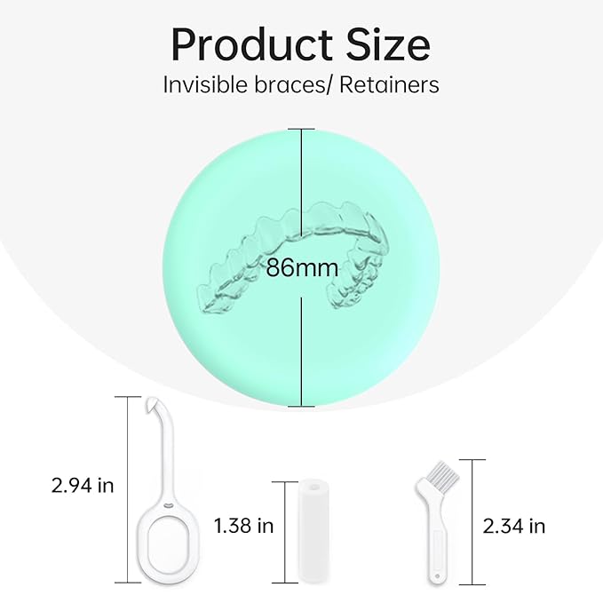 Retainer Case, Slim Aligner Case Compatible with Invisalign, Cute Retainer Box with Silicone Pads, Mint Green