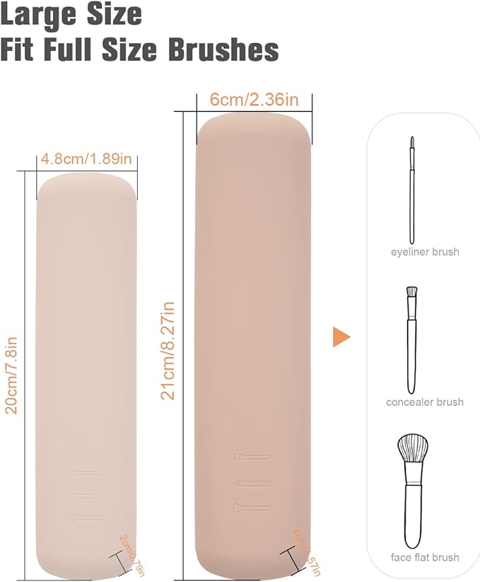 FERYES Large Travel Makeup Brush Holder with 4Pcs Makeup Brushes