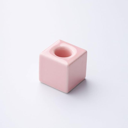AirMoon Mini Square Ceramic Toothbrush Holder for Bathroom - Pink Small Countertop Organizer, Easy Clean Toothbrush Stand, Suit for Electric Toothbrush Head, Pens & Coffee Spoon
