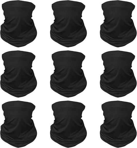 Sun Protection Face Mask Neck Gaiter - 9 Pack Breathable UV Protection Scarf for Men & Women, Hiking, Cycling, Fishing