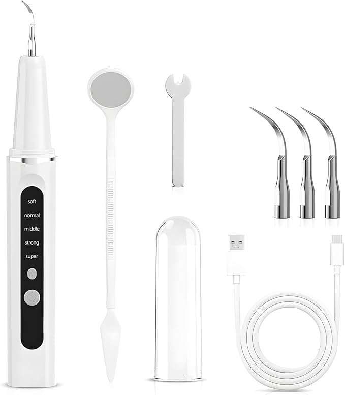Electric Tooth Cleaner, Effectively Removes Plaque, Tartar and Stains Prevents Cavities, Bad Breath and Gum Disease For Home Use (White)