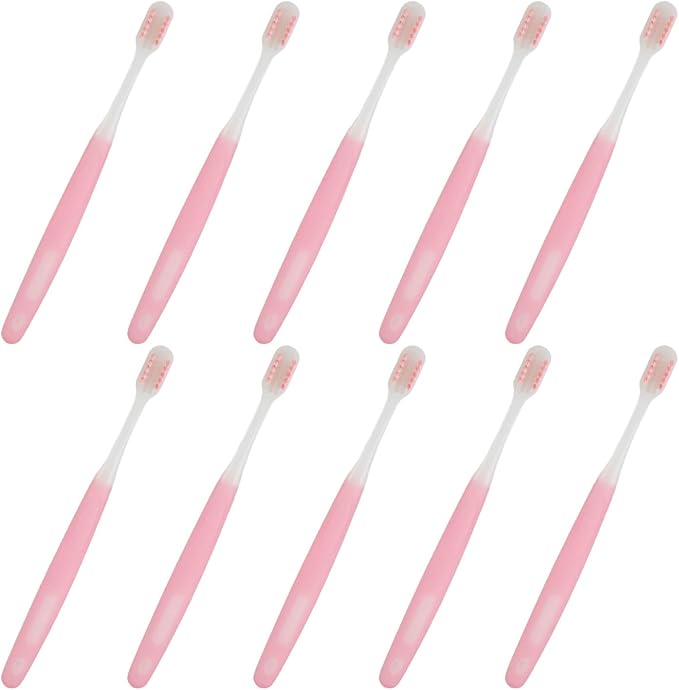 Semme Interdental Tooth Brush Cleaning Kit 10 Pcs Soft Rubber Handle Care Tools for Braces Wearers and Oral Health Pink