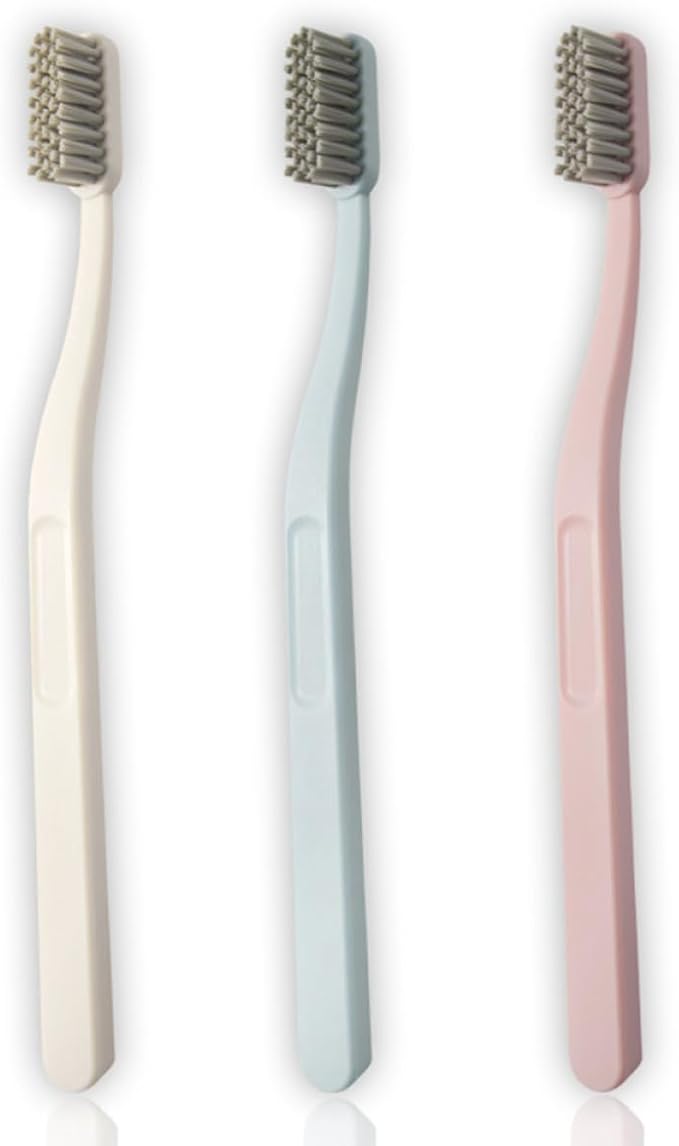 9 Pcs Hard Hair Nylon Toothbrushes for Adults Teeth Cleaning Tool with Curved Handle Multi-Color Pink Sky-Blue Beige Packaged