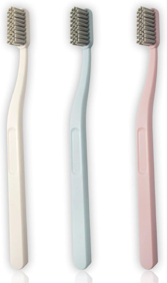 9 Pcs Hard Hair Nylon Toothbrushes for Adults Teeth Cleaning Tool with Curved Handle Multi-Color Pink Sky-Blue Beige Packaged