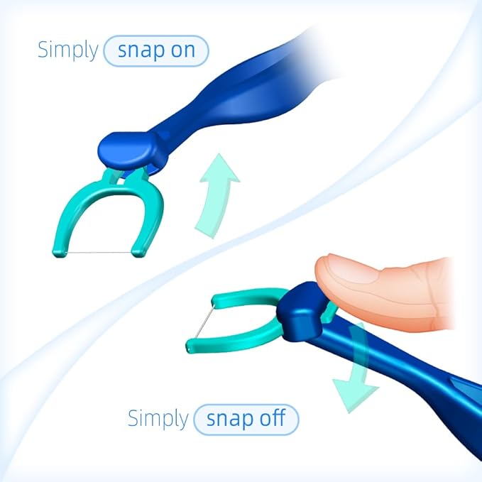 T.Smile NoFuss Dental Flosser Kit, 5-inch Long Handle & Refill Heads, Extra-Strength Floss for Comfortable Clean, Fluoride Free (120 Extra-Strength Floss Refills)
