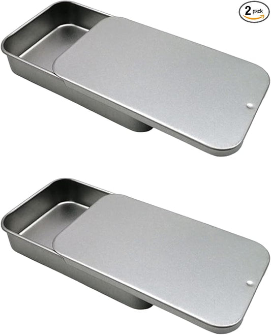 2Pack Dental Floss Case - Portable Travel Dispenser for 24 Adult Floss Picks (Silver)