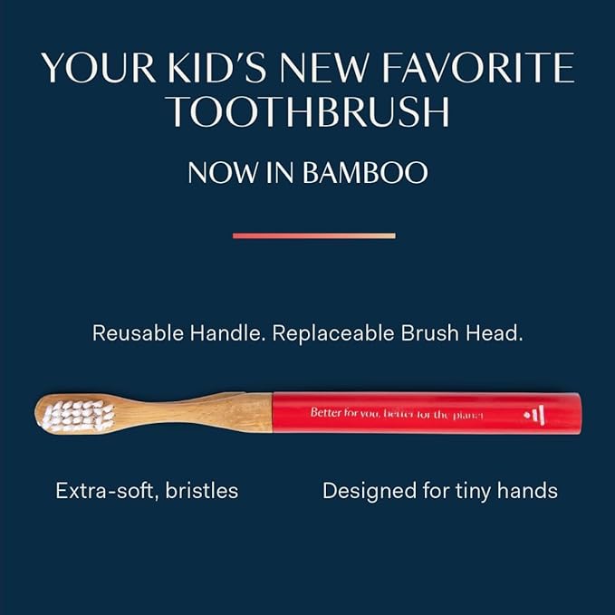 Better & Better Natural Bamboo Toothbrush for Kids | Extra Soft Bristle Toothbrush | 100% Plant-Based | Reusable Handle, Replaceable Brush Head | Eco-Friendly, Zero Plastic (Variety Pack of 3)