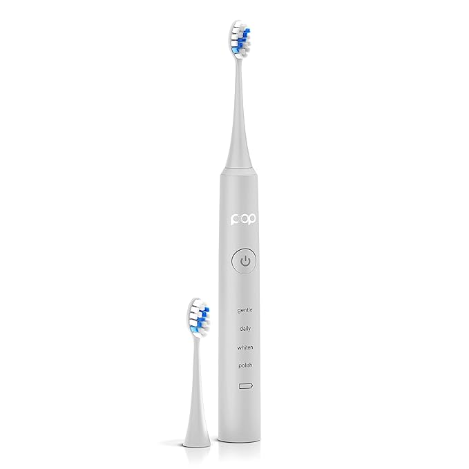 Pop Sonic Pro 2.0 Toothbrush (White) + Bonus Pack | Rechargeable Toothbrush Up to 45,000 Vibrations Per Minute