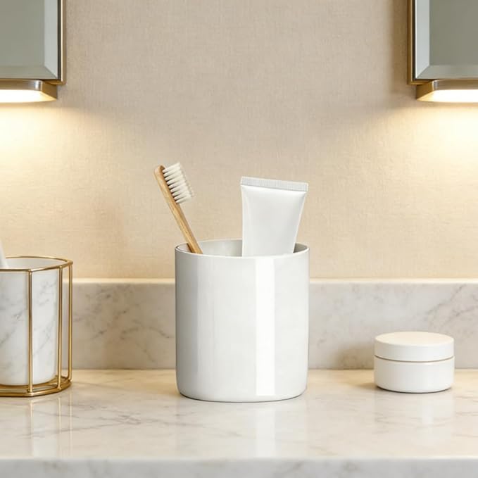 Toothbrush Holders Ceramic Toothbrush Holders for Bathrooms Reusable Handmade Reactive Glaze Stonewre Makeup Brush Holder, Pen Holder for Home Desktop Storage