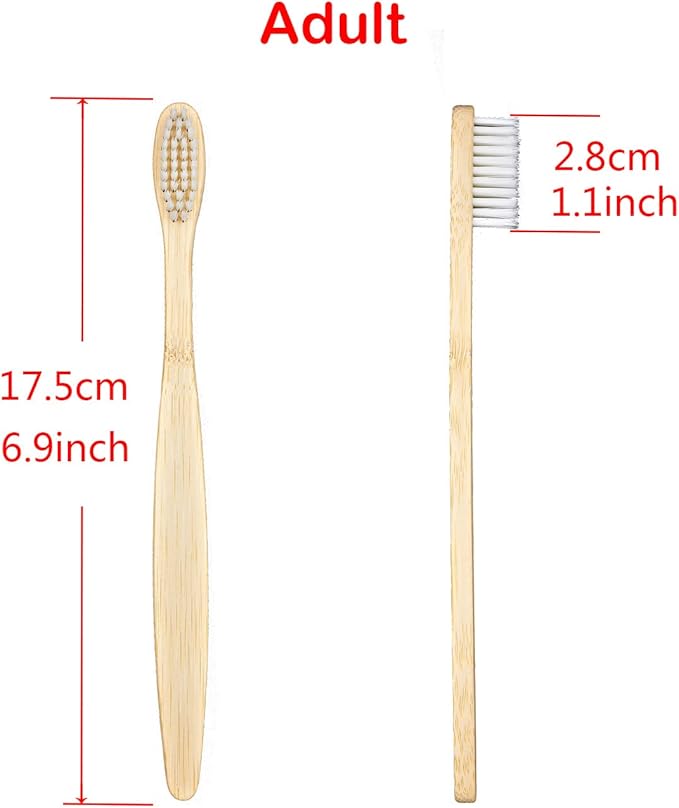 SEVENHEAD 10 PCS Bamboo Toothbrushes Soft Bristles Wooden Toothbrushes for Adult, Natural Biodegradable BPA Free Eco Friendly Toothbrushes White