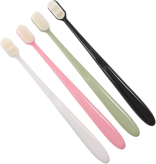 Sewroro 4pcs Soft Bristle Manual Toothbrushes for Adults, Small Travel Toothbrush Set with Ultra-fine Bristles, Foldable Design for Camping and Daily Oral Care