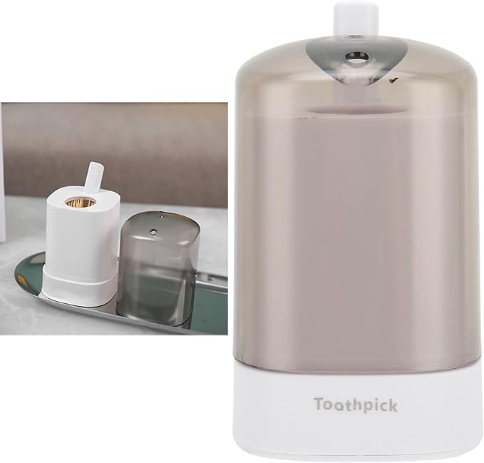 Automatic Toothpick Dispenser, Popping Up Toothpick Dispenser Thickening Toothpick Holder Pocket Toothpicks Container Tooth Pick Storage Box for Kitchen Restaurant Table Party(White)